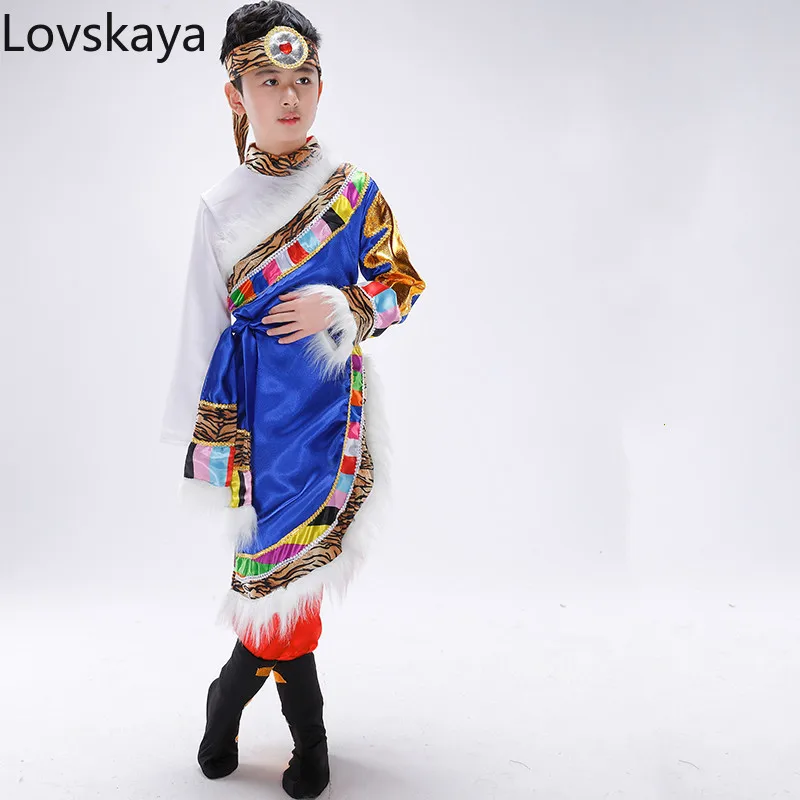 New children Tibetan dance costumes Mongolian minority dance clothes