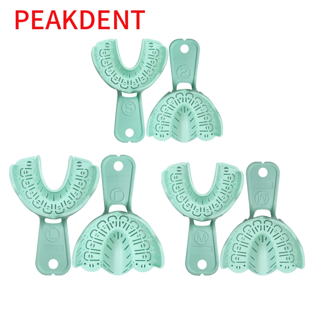 6pcs/set Dental Implant Tray S/M/L Impression Trays Plastic Teeth Holders Plaster Mold Tray Dentist Dentist Plastic Tools