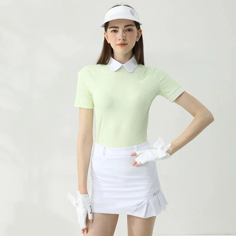 2024 Golf Wear New Polo T-shirt for Women Luxury Business Sport Apparel Badminton Tennis Outfit Lady Casual Clothes Green Top