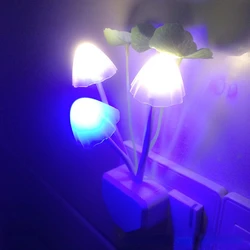 LED Night Light AC110V-220V EU/US Plug Light Sensor 3 LED Colorful Mushroom Night Lamp Bedside Wall Lamp for Bedroom Kids Gift