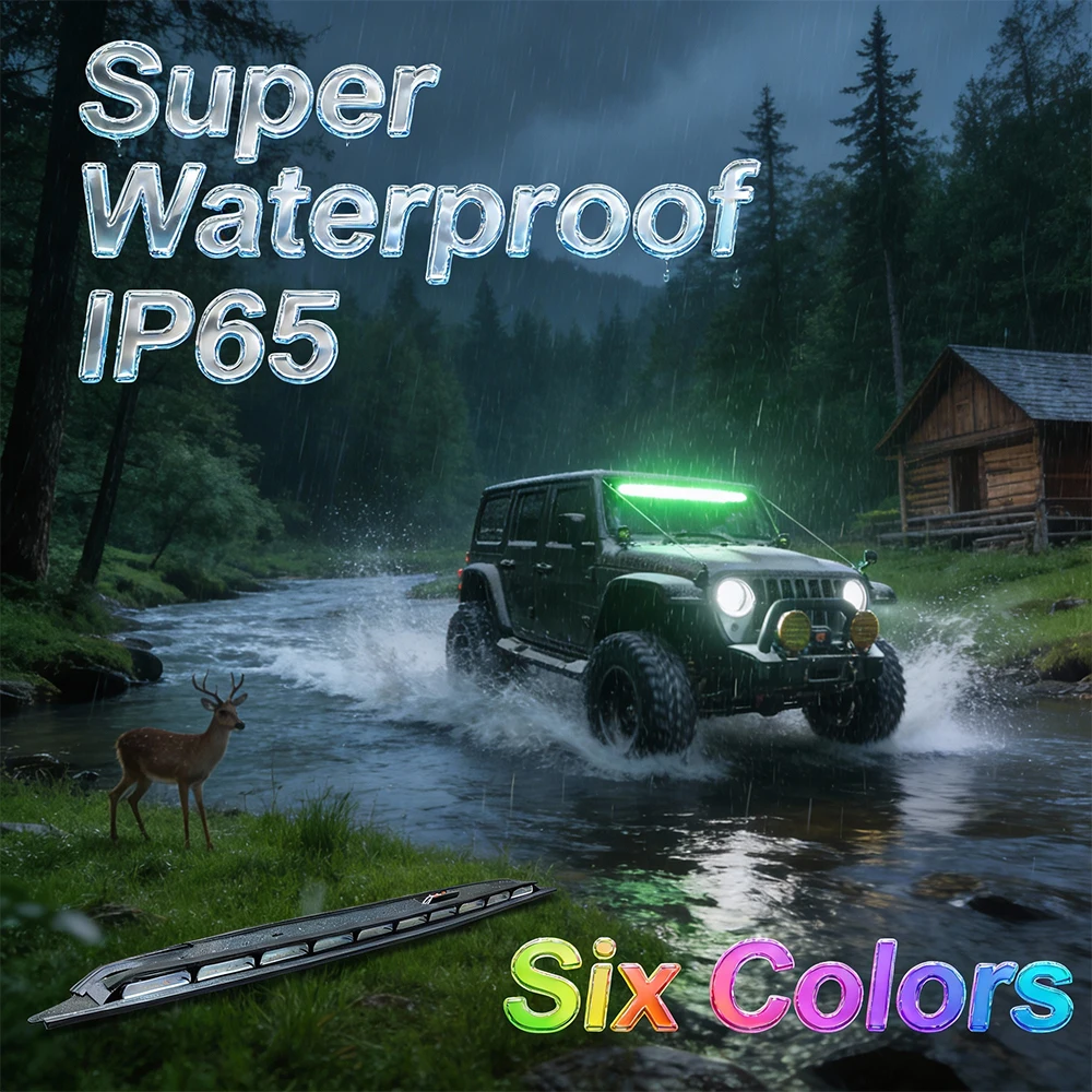 Lantsun JL1341 Interior Windshield Bar Light RGB Ambient Lights Strip Decoration for Jeep for wrangler JL18-23, Without ACC Box