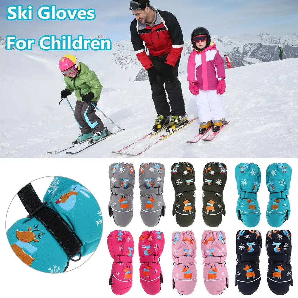 Süße Cartoon Winter Kinder Ski handschuhe dicke warme rutsch feste Fäustlinge wasserdichte wind dichte Outdoor-Sport handschuhe