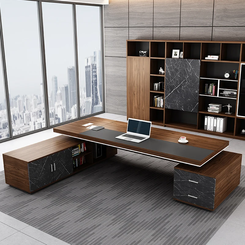 

Vintage Luxury Boss Table Cabinet European Customized Executive Office Desks Reception Reading Mesa Escritorio Office Furniture