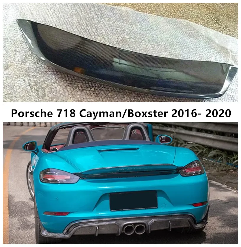 REAL CARBON FIBER REAR WING TRUNK LIP TAIL WITH FLAP SPOILER FOR Porsche 718 Cayman Boxster 2016 2017 2018 2019 2020