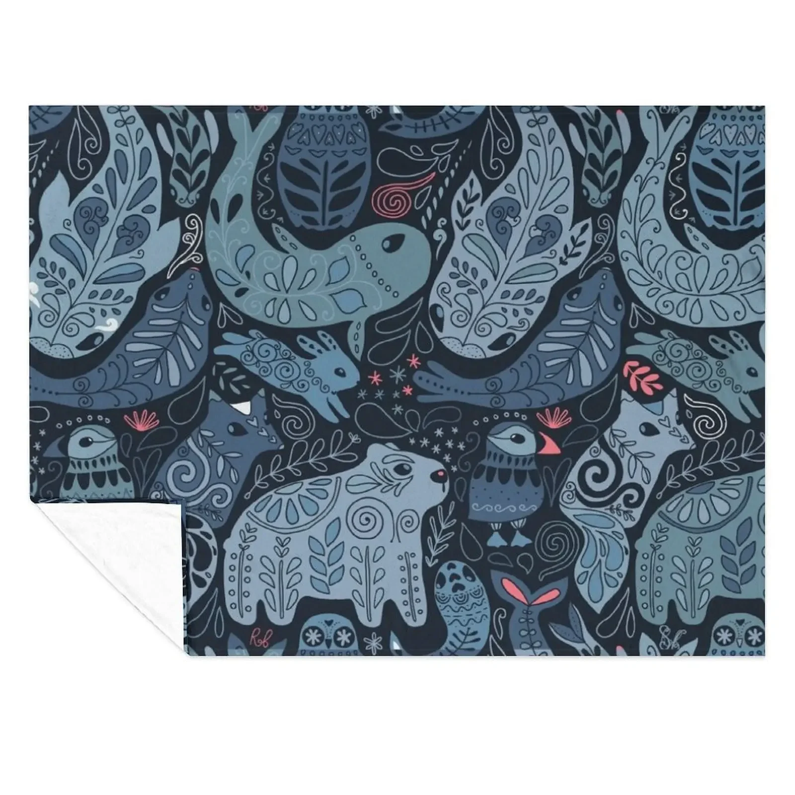 

Arctic animals. Narwhal, polar bear, whale, puffin, owl, fox, bunny, seal. Throw Blanket wednesday anime Kid'S Blankets