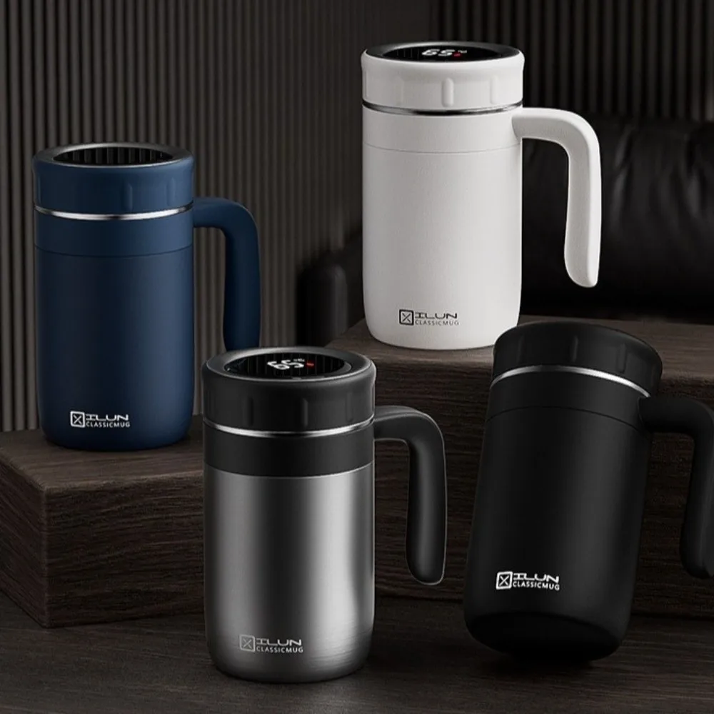 

Мемориальная черная чашка для чая, 500 мл, черная чашка для воды большой емкости, разделение чая и воды с цифровым дисплеем