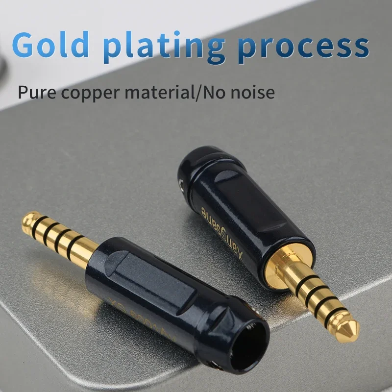 Gold Plated Copper 4.4mm Balanced Plug Welding Audio Adapter Headphone Cable DIY 4 Section Connector