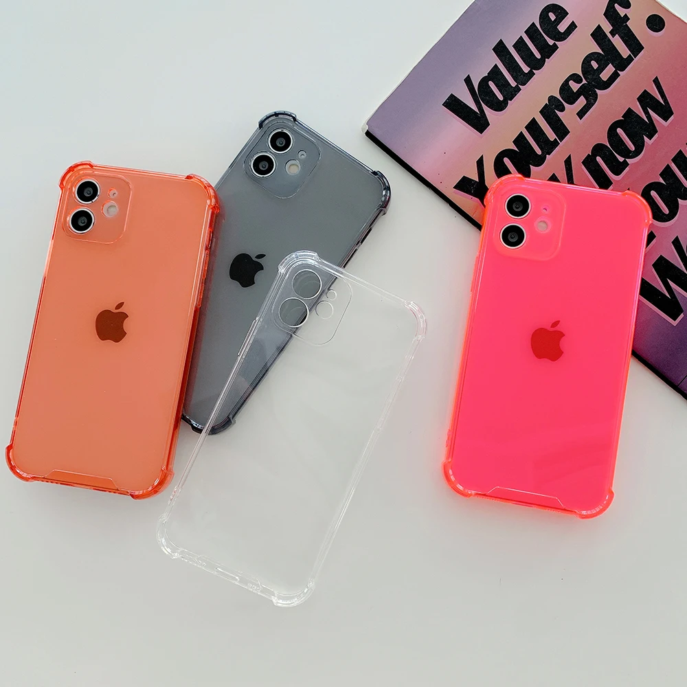 Luxury Clear Silicone Soft Case For iPhone 14 13 12 Mini 11 Pro XS Max X XR SE 2022 7 8 Plus Candy Color Transparent Back Cover
