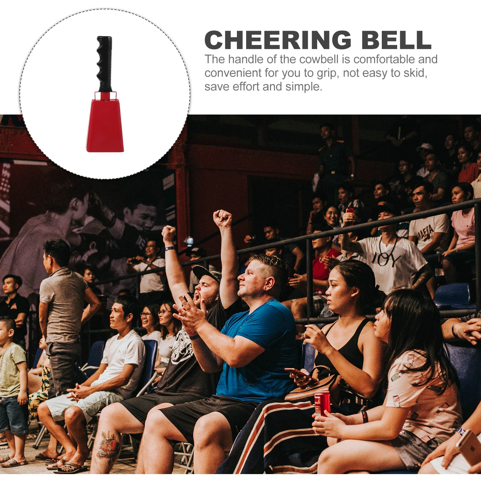 

2pcs Hand Bells Cowbell Durable Clear Sound Comfortable Handle Loud Noise Maker Party Sporting Events Percussion Instrument