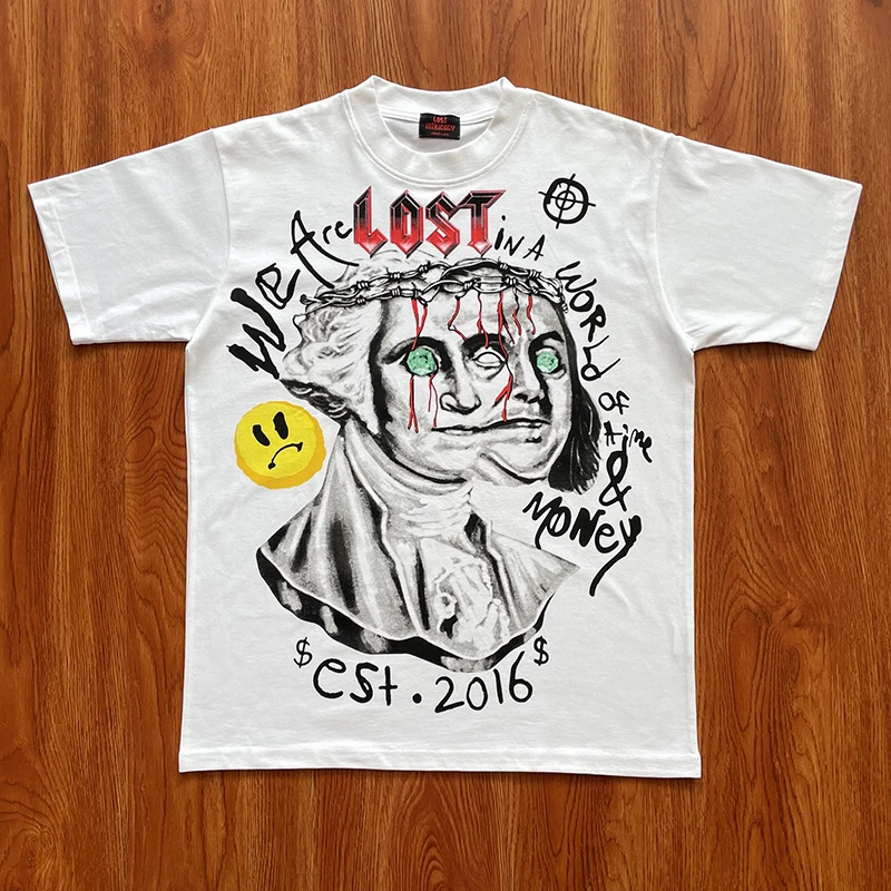 Lost Inteicacy Tee High Street Art Portrait Casual Cotton Short Sleeved T-shirt Men Women Streetwear Graphic T Shirts