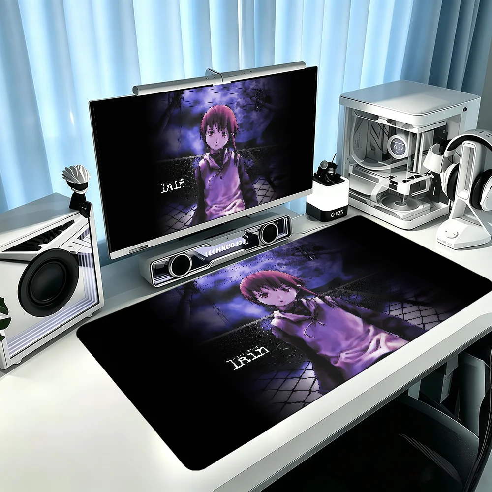 Serial E-Experiments Lain Mouse Pad Large Non-slip Lockedge Desktop Computer Desk Mat Keyboard MousePad Office Gamer Student