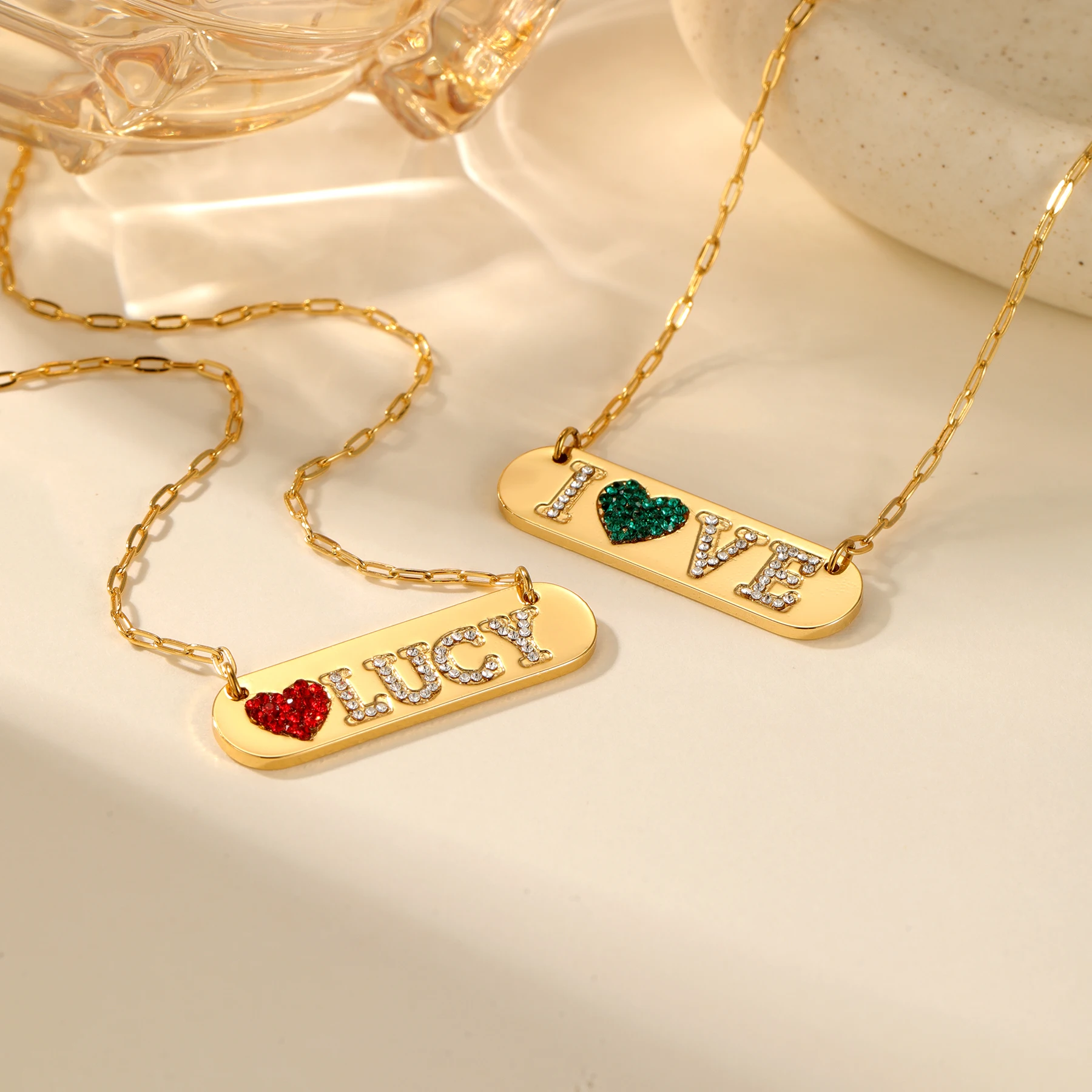 

Персонализированное ожерелье с камнем в форме сердца на День святого Валентина, ожерелье с буквами на заказ, подарок для подруги, лучший друг, ювелирные изделия с бриллиантами