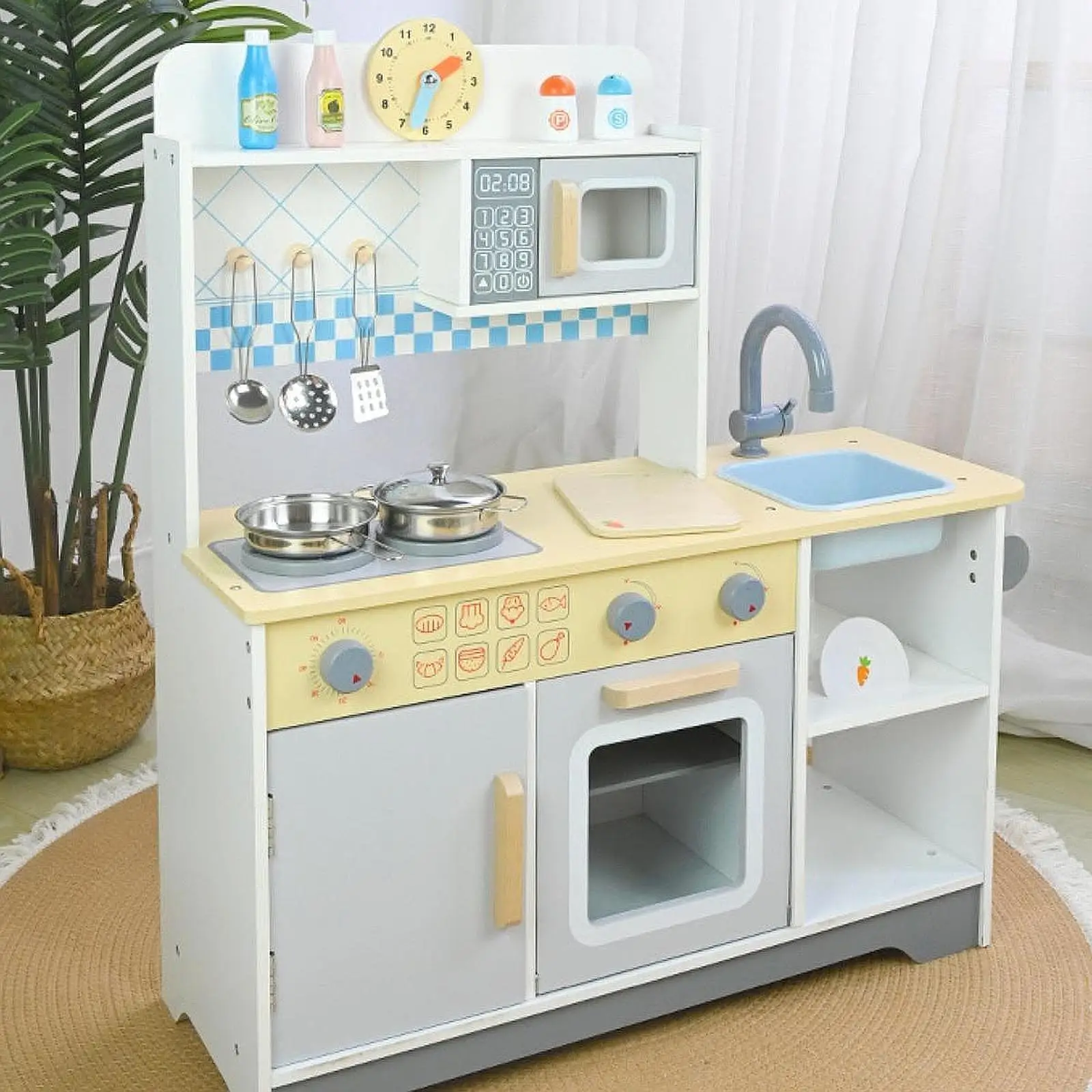 

Kids Toy Pretend Play Kitchen Playset and Cabinet for Girls and Boys Kids