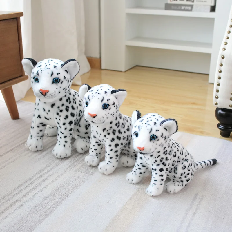 23CM Symulacja Snow Leopard Cheetah Pluszowa zabawka Wypchane miękkie zwierzę leśne Lalka lew Zabawki dla dzieci Dziewczynki Xmas Prezent urodzinowy