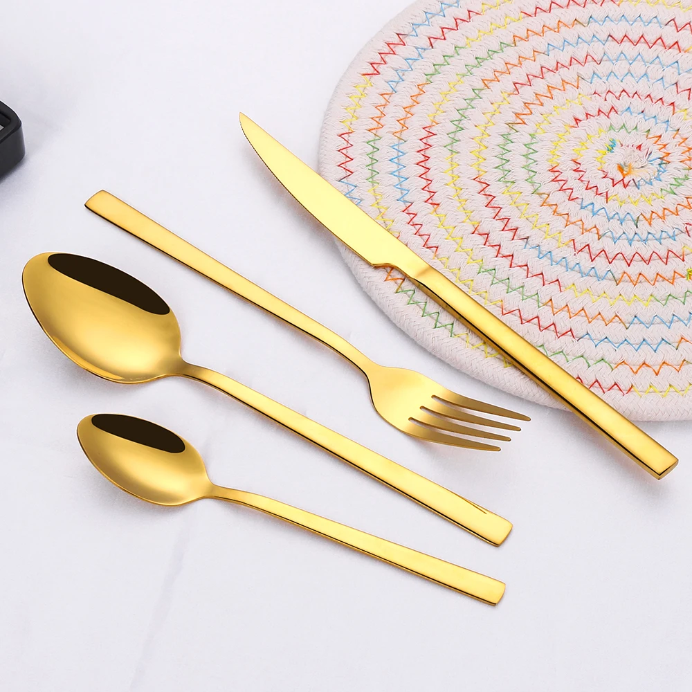 24/32 Pieces Gold Tableware Knife Spoon Fork Set Stainless Steel Cutlery Set Black Dinnerware Sliver Kitchen Utensils Flatware