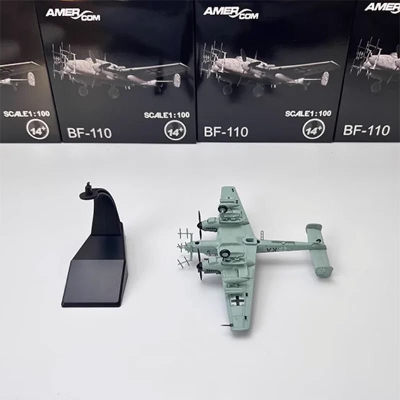 مقياس 1:100 الألمانية BF110 مصغرة محاكاة الطائرات العسكرية سبيكة معدنية يموت الصب لعبة نموذج الصبي لعبة الديكور هدية العرض