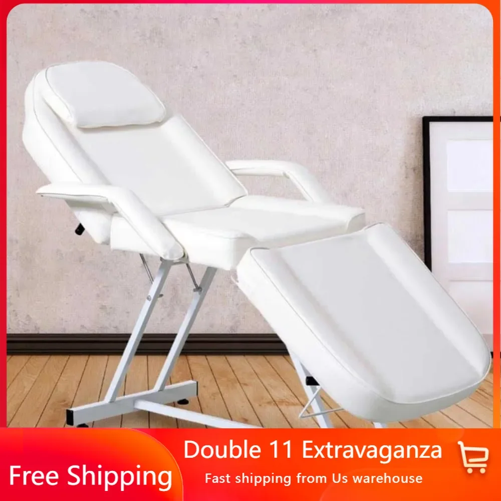 Professional Tattoo Bed Chair Adjustable Folding with Storage Pocket and Towel Hook for Esthetician, Spa/Facial Care Massage