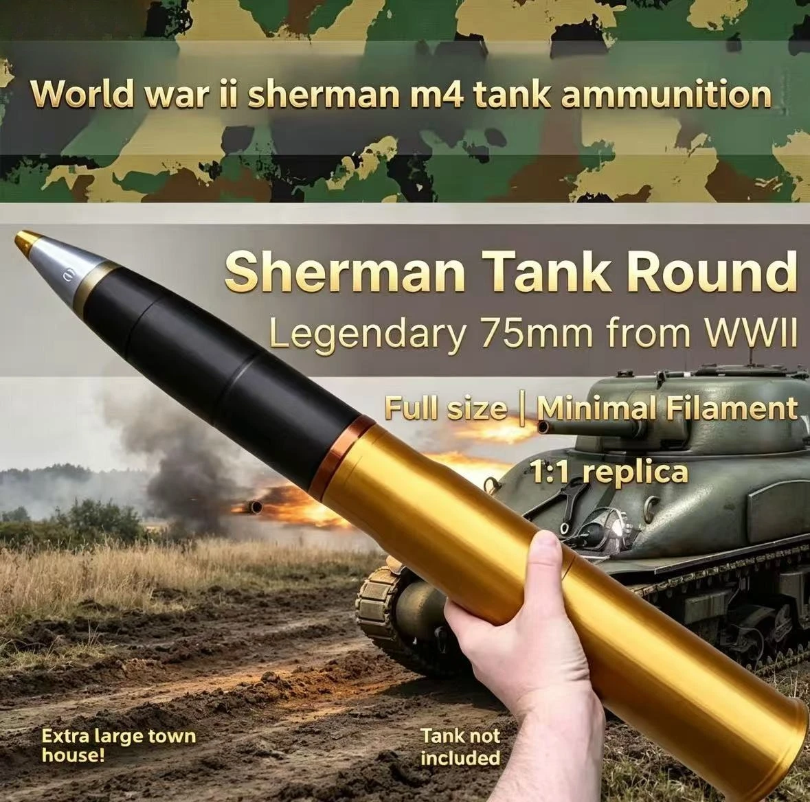 3D Printing Enthusiast - 70 см, модель танка «Шерман M4»