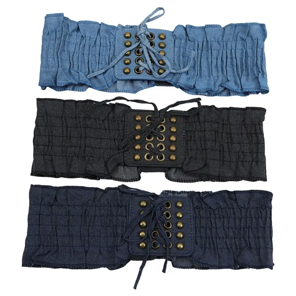 Abnehmen Tuch Denim Stretchy Cummerbunds Hohe Taille Spitze Weiblichen Bund Kleid Gürtel Elastischen Breiten Taille Gürtel Weibliche