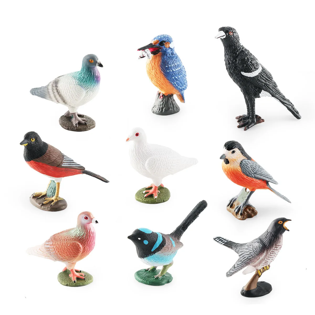 Mini Birds Figurines Garden Decor Pigeon Kingfisher Magpie Parus davidi Miniatures DIY Photograph Props