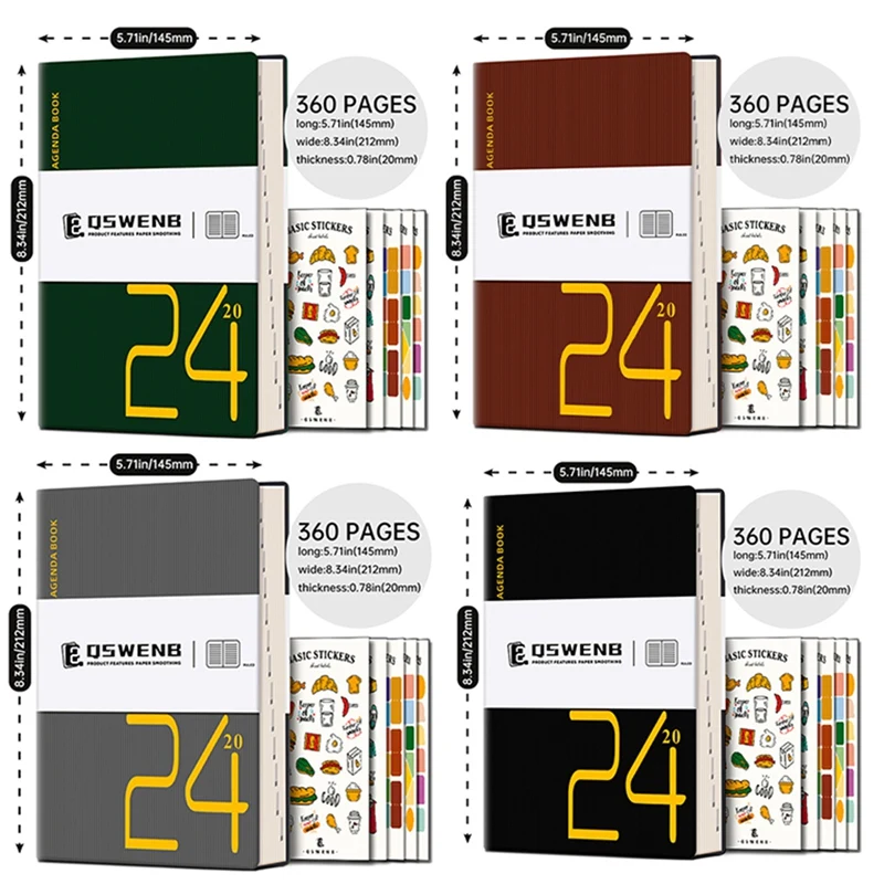 

2024 Journal Notebook, 360 Pages Hardcover Leather Notebook For Women Men, 5.7X8.3Inch, Gray Durable Easy To Use