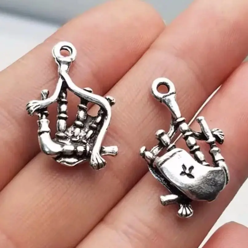 15pcs/lot--30x18mm Scottish Bagpipes Chams Antique Silver Plated  Pendants For DIY Supplies Jewelry Making Finding Accessories
