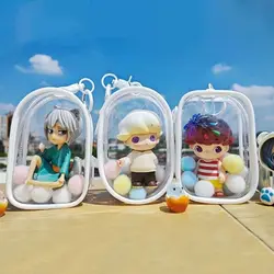 1pc Transparent Mystery Box Cute Doll Bag Organization Clear Doll Display Pouch Storage Case With Keychain Toy Doll Gifts Bag