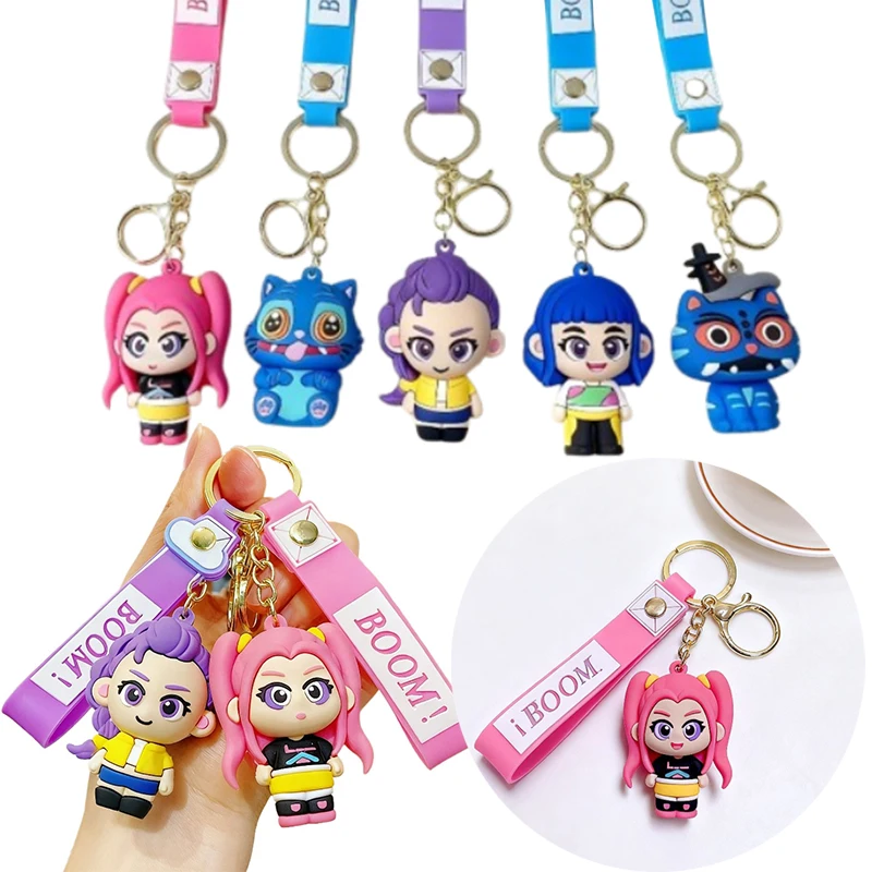 

KPop Demon Hunters Keychain Anime Doll Backpack Pendent Keyring Car Key Holder Cartoon Women Bag Jewelry Decoration Accessories