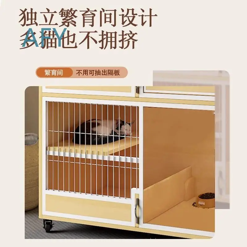 Large 3-Tier Wooden Cat Cage for Breeding Indoor Cat Enclosure Cat House for Boarding and Multi-Cat Homes Pet Furniture for