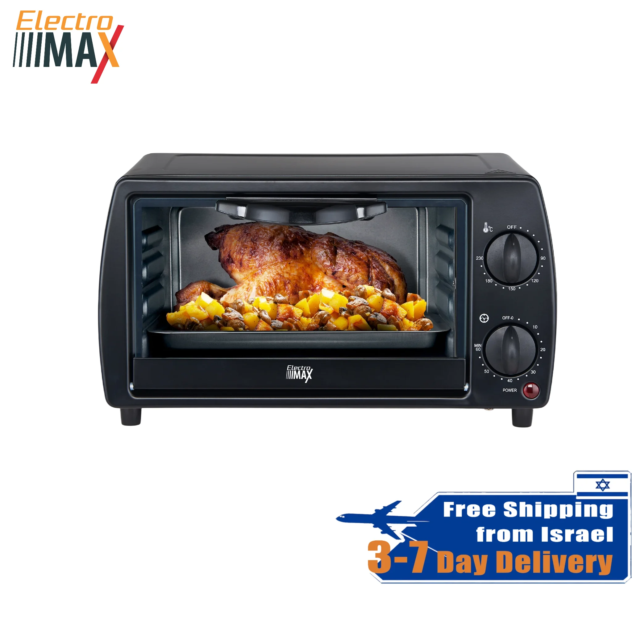 Electro Max 10L 800W Multifunktionaler Elektrischer Haushaltsbackofen für Kuchen, Pizza, Desserts, Kekse, Frühstück und Grillen