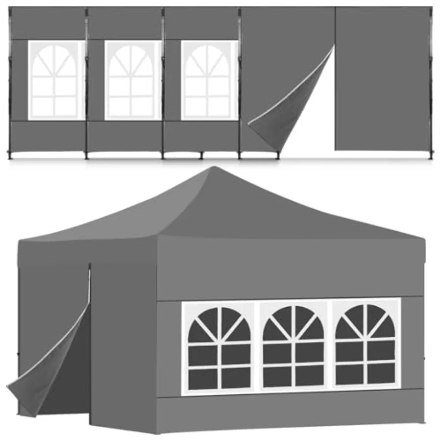 

4 Pcs Canopy Sidewalls for 10x10 Frame Including 3 Pcs Sidewall with Window and 1 PC Door with Central Zipper for Easy Entry an