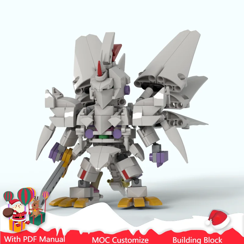 

355 деталей, крутая модель робота с двойным крылом, MOC, строительные блоки на заказ, сборка своими руками, кирпичи, игрушки для мальчиков и взрослых, рождественские подарки