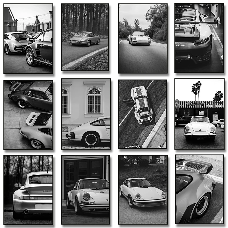 Black and White Luxury Car Vehicle Canvas Poster Prints Modern Fashion Simple Wall Art Home Bedroom Living Room Decoration Mural