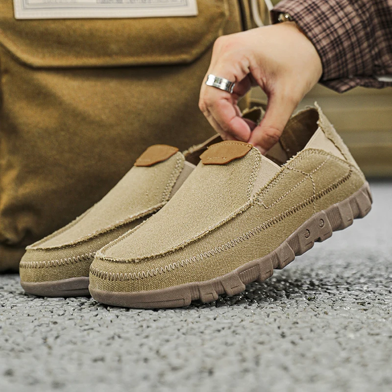 

Flat Sole Canvas Breathable Running Sneakers 2025 Autumn New Men Casual Shoes Fashion Comfortable Male Loafers Non-slip Footwear