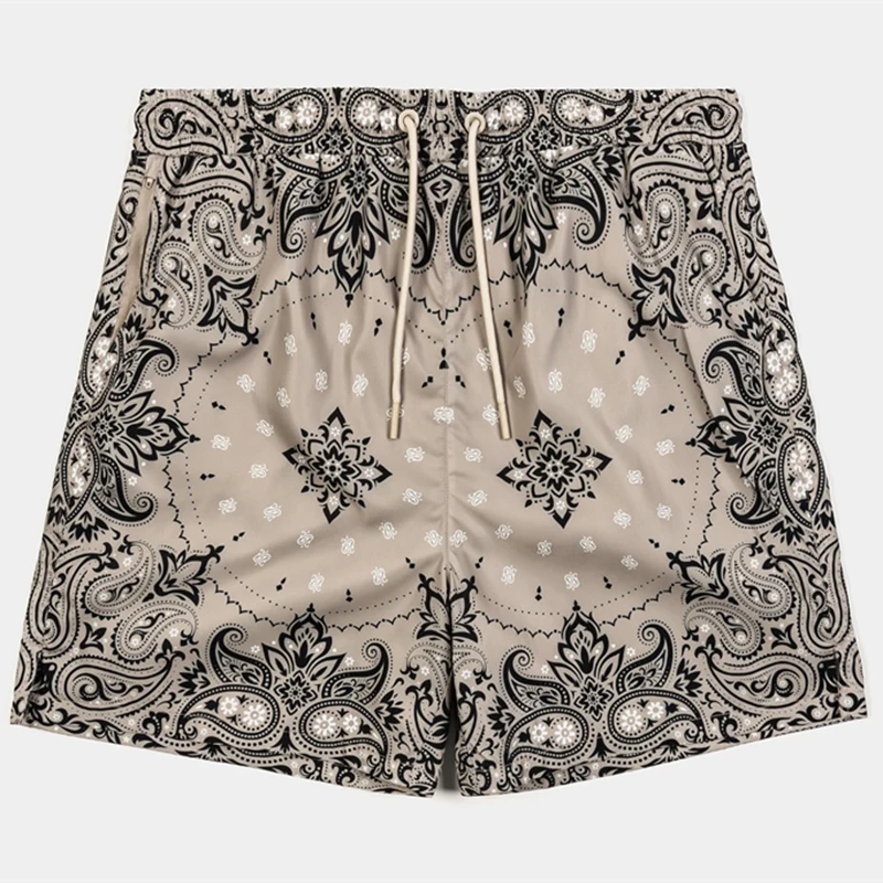 Beach Sandal Shorts with 3D Print, Men's Casual Retro Shorts for Summer, Breathable and Quick-Drying Sports and Fitness Shorts