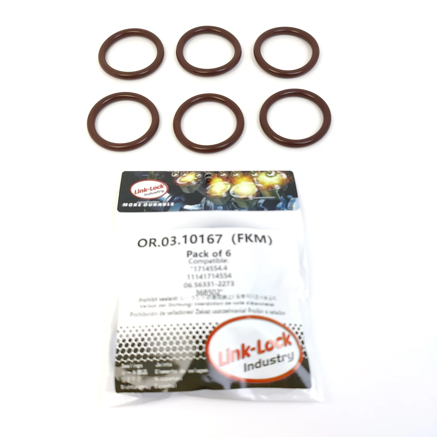 LINK-LOCK 6PCS OR.03.10167 FKM Viton Sealing O-Ring Kit of Coolant Pipeline 1714554.4 11141714554 06.56331-2273 368502 for BMW