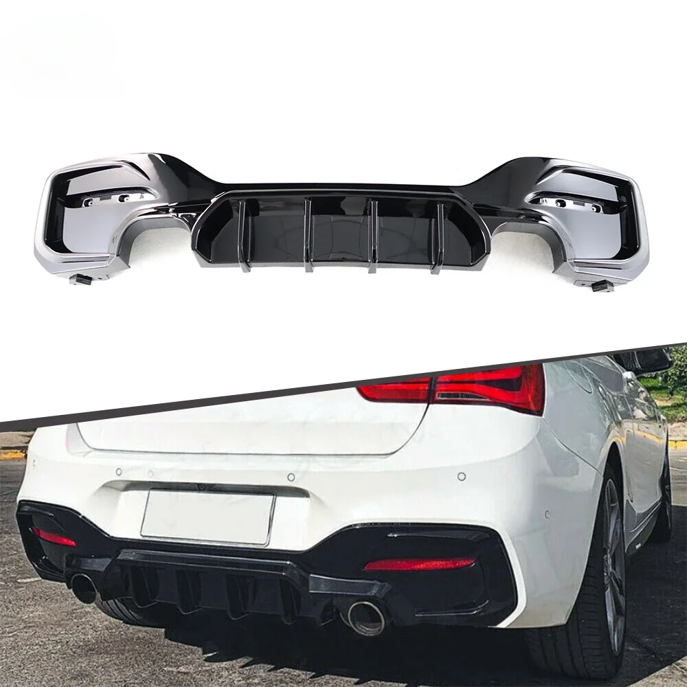 

For BMW F20 1 Series LCI 4 Exhaust Tips Gloss Black Rear Diffuser 2015-2019