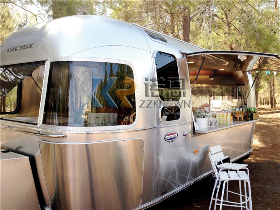 Custom Stainless Steel Food Trailer 500*200*230 cm Mobile Bar Trailers Airstream Food Truck with Full Kitchen Food Cart