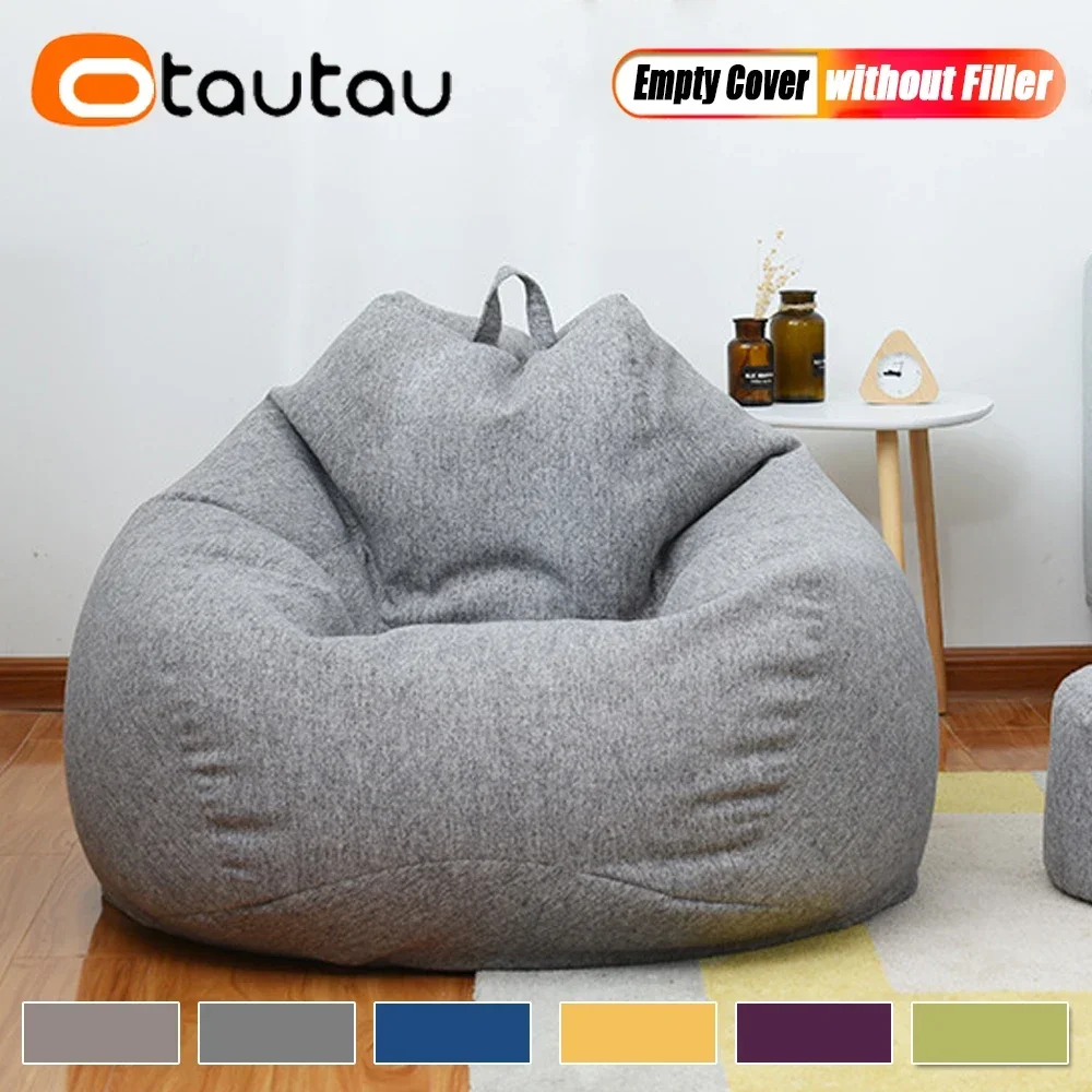 OTAUTAU Cotton Linen Bean Bag Cover Without Filler DD002