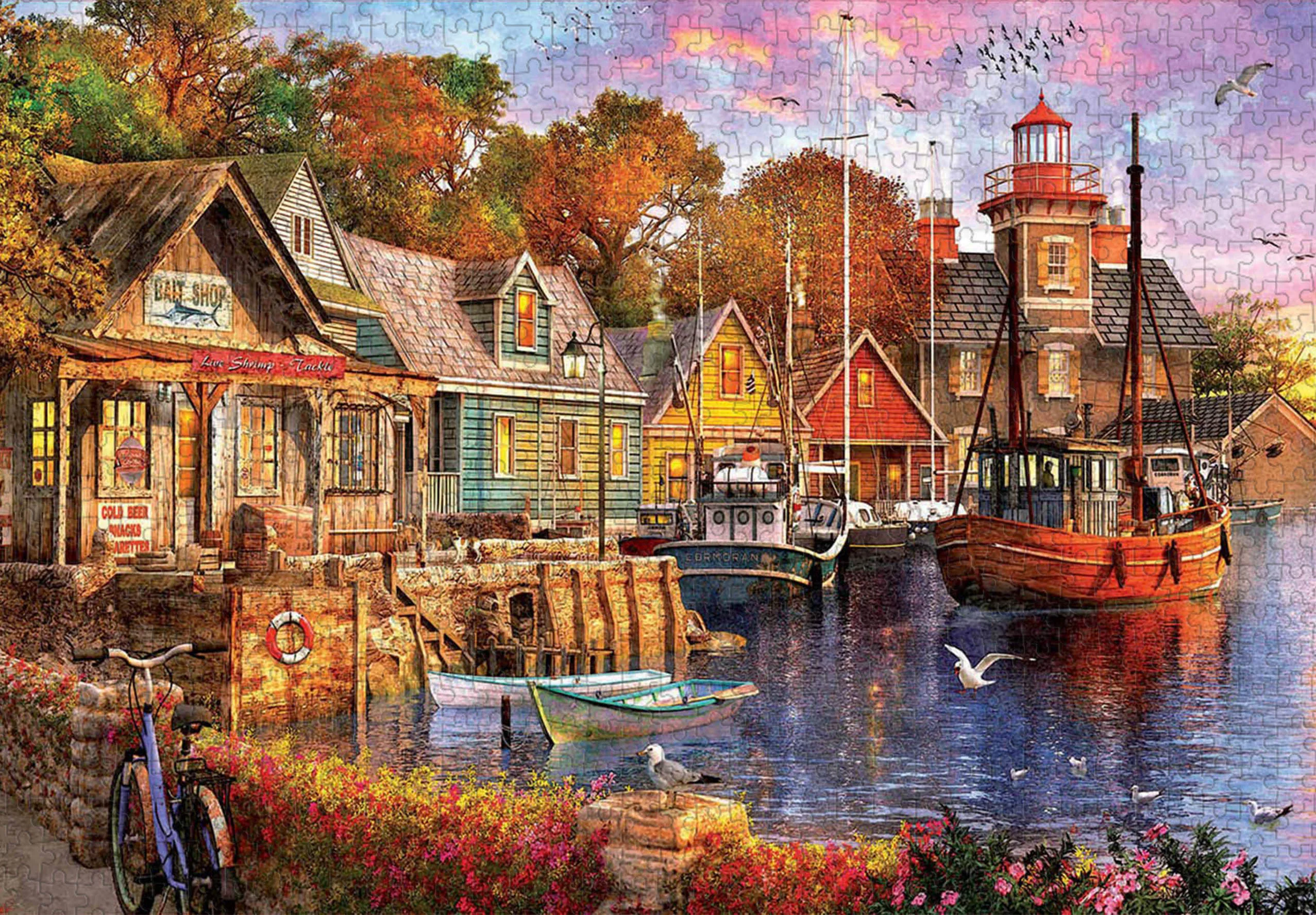 

Quiet harbour The wooden puzzle 1000 pieces ersion jigsaw puzzle white card adult children's educational toys