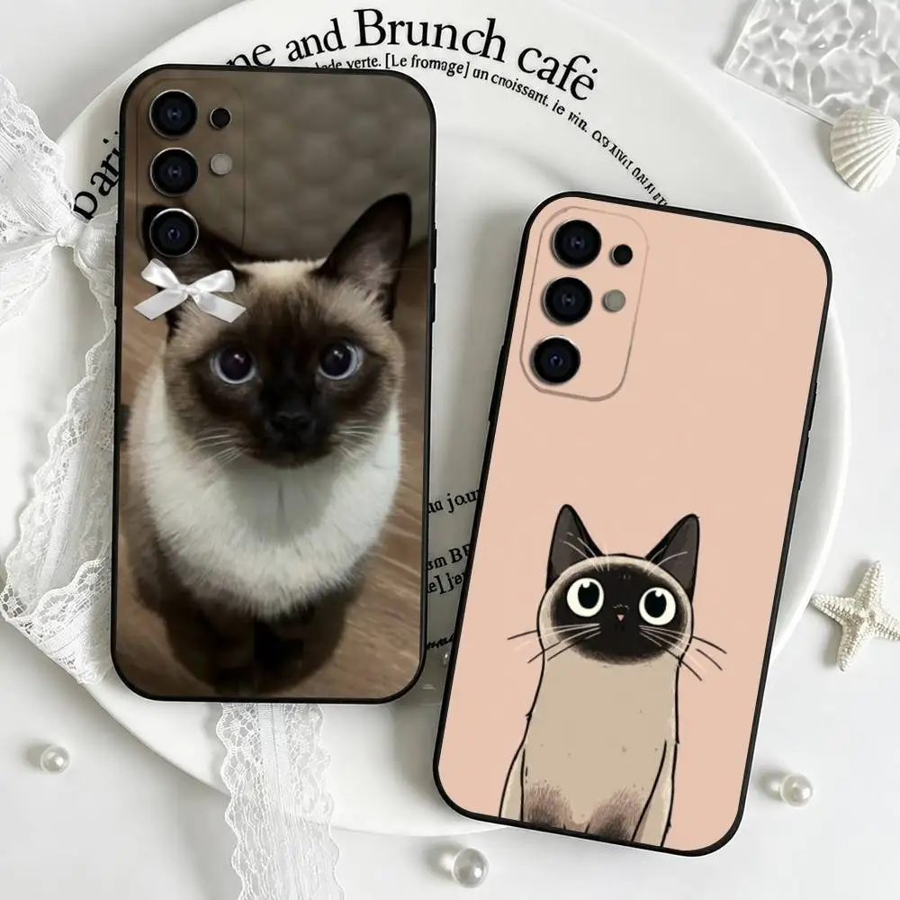 So Cute Siamese cat Top-selling  Phone Case Black Silicone Soft For Samsung S25,S24,S21,S22,S23,S30,Ultra,S20,Plus,Fe,Lite