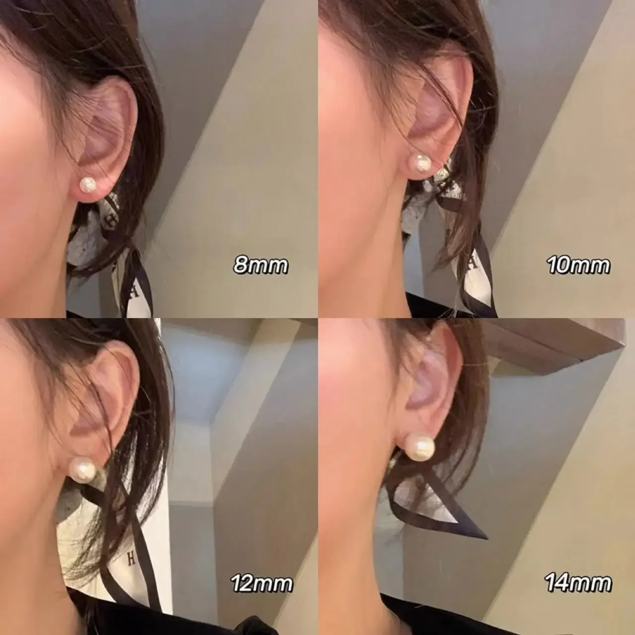 8-14mm Minimalist Imitation Pearl Korean French Elegance Stud Earrings For Women Stainless Steel Earing Classic Luxury Jewelry