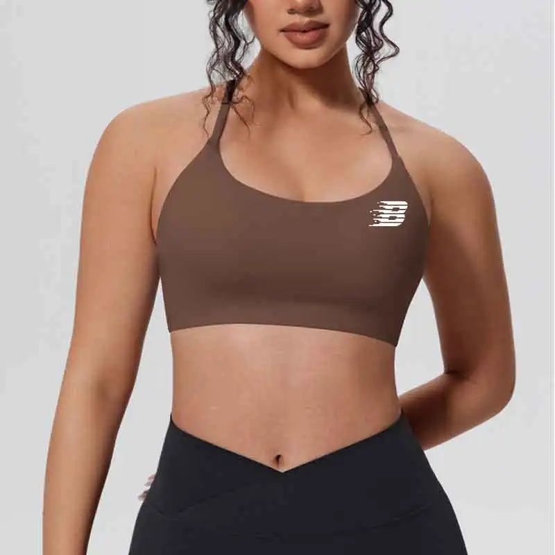 Ladies Active Workout Sports Bra Racerback Abstract Symbol Print Stretchy Breathable Wireless Yoga Gym Fitness Bralette
