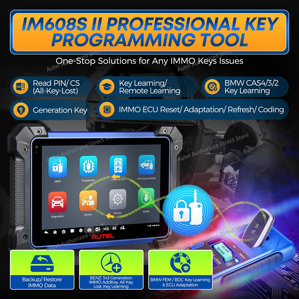Autel MaxiIM IM608S II مجموعة كاملة أعلى IMMO مفتاح مبرمج الكل في واحد تشخيص الماسح الضوئي GBOX3 APB112 IMKPA مفتاح فوب أداة البرمجة