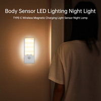 LED Sensor Night Light Human Body Induction Wall Lamp Rechargeable Cabinet Light Wireless Stairs Light Bedroom Bedside Light