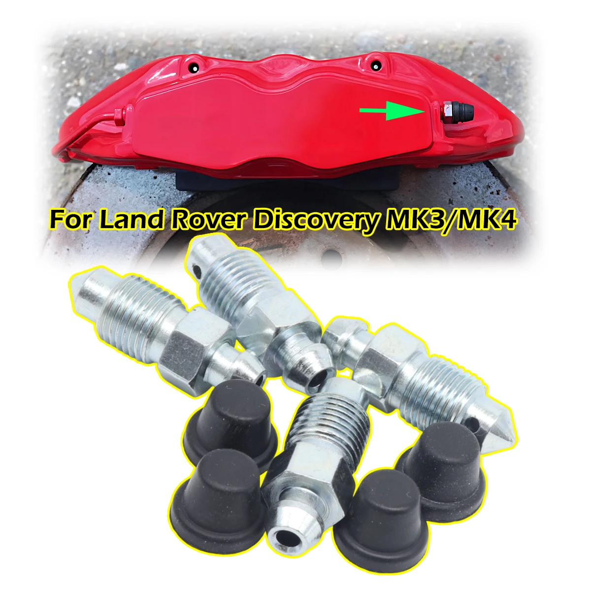 

For Land Rover Discovery MK3 2004-2009 Left Right Caliper Bleed Nipple Screw Kit Front Rear Bleeder Valves with Rubber Dust Caps