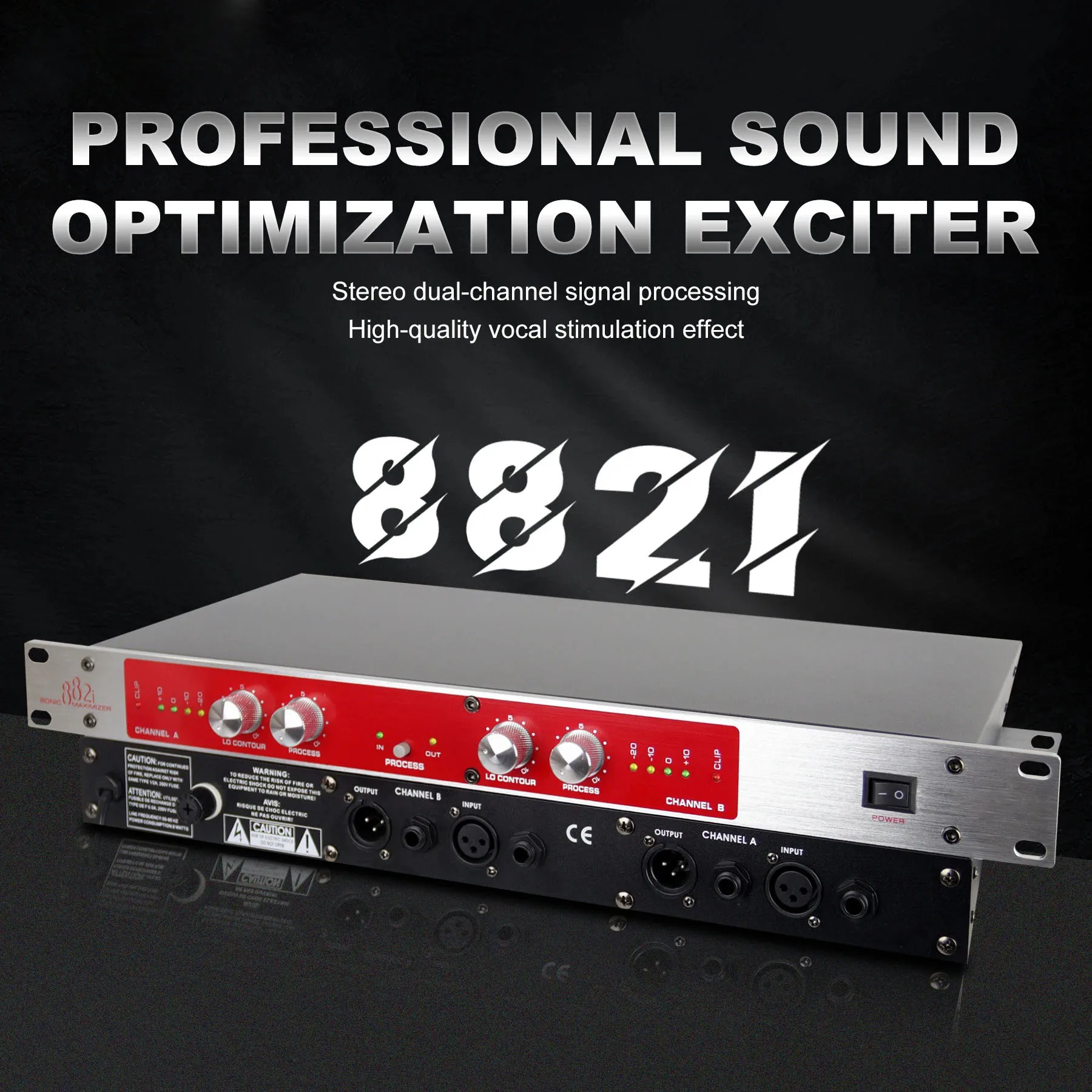 Dual Channel Sonic Maximizer Exciter with Lo Contour Boost +12dB THD 0.025% 10Hz-50kHz for Vocal Mastering Broadcast
