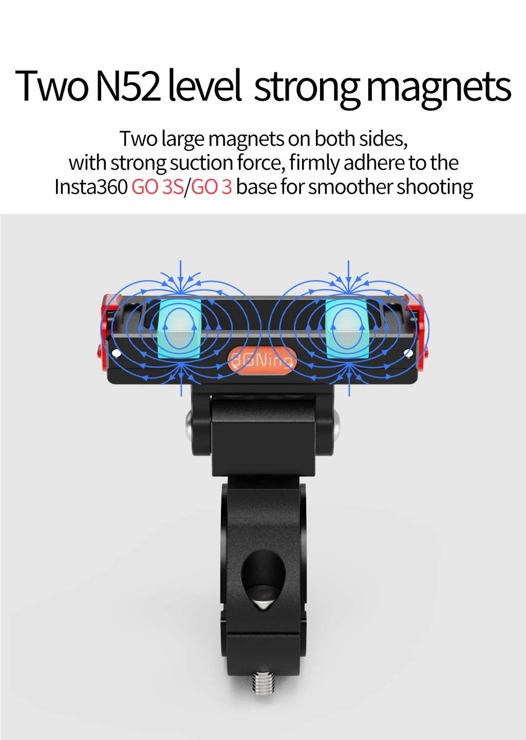 GO3 GO3S Magnetische Schnellwechselhalterung, verstellbare Aluminium-Lenkerhalterung für Insta360 Go 3/3S Fahrrad- und Motorradkamerahalter – Detail 6