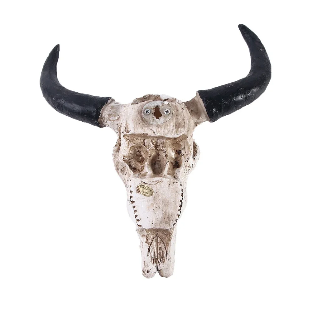 Cow Skull Head Pendant Wall Hanging Longhorn Cow Skull Head Ornament Figurines Crafts Fashion Realistic for Home Halloween Decor