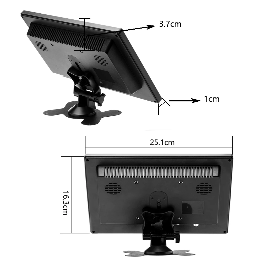 Podofo 10,1 HD Auto-Monitor TFT LCD HD Digitaler Rückfahrmonitor Multimedia-Display mit HDMI/VGA/AV/USB/SD PC/TV/DVD-Player für LKW – Detail 6